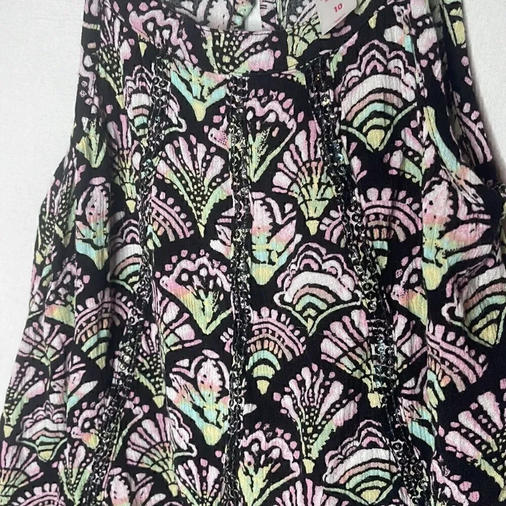 Justice Shell Fringe Bottom Sequins Tank Top. Size 10.